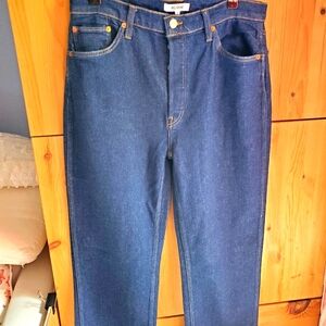 NWT Re-done Dark Wash Wide Leg Button Fly Jeans Size 30